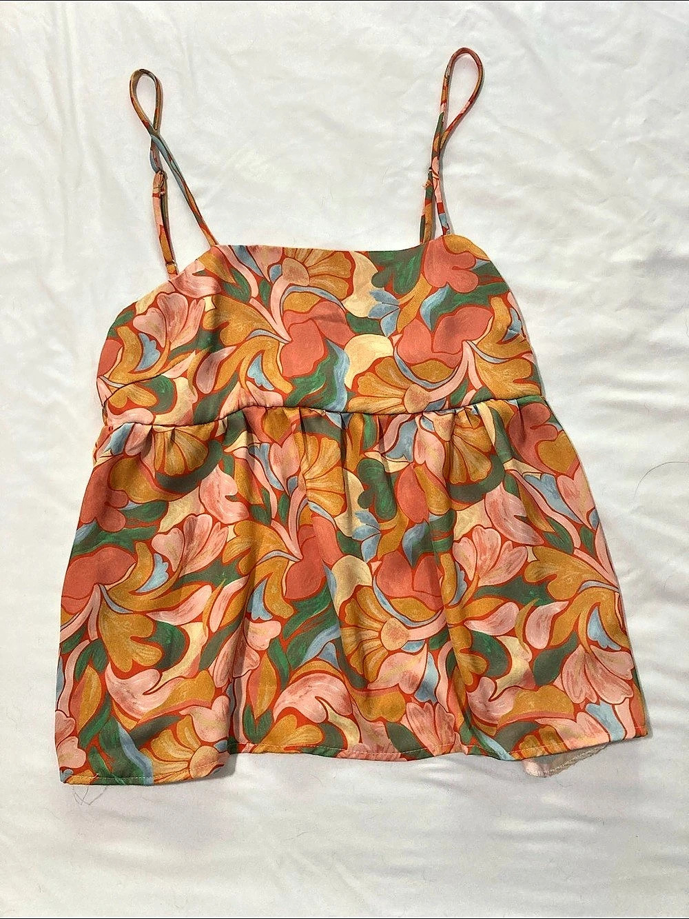 RESA Floral Camisole in Orange & Green Size Small Like New